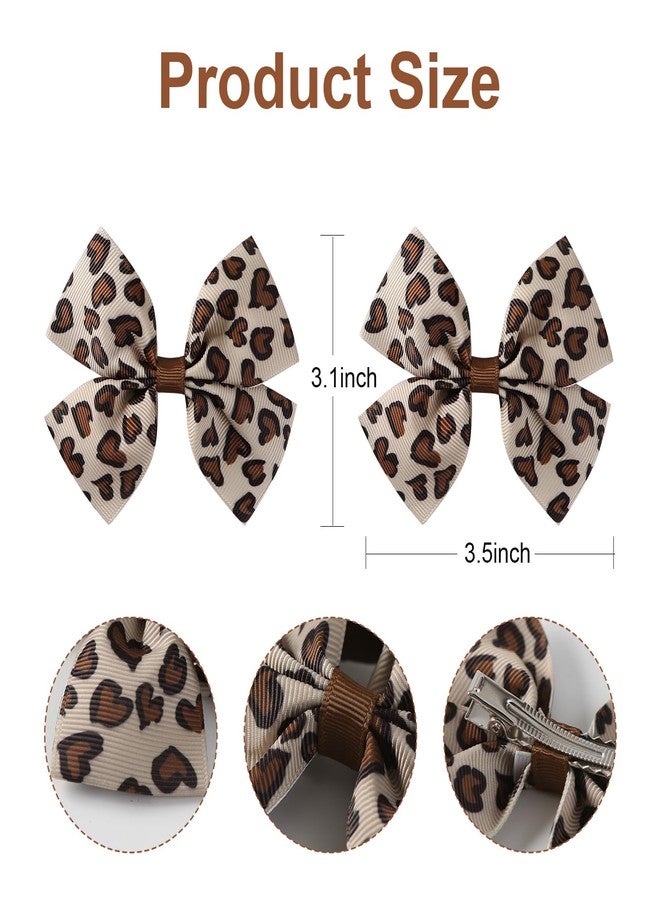 Fancheer 4Pcs Leopard Hair Bow Clips Girls Women Cheetah Print Hair Accessories - Image 2